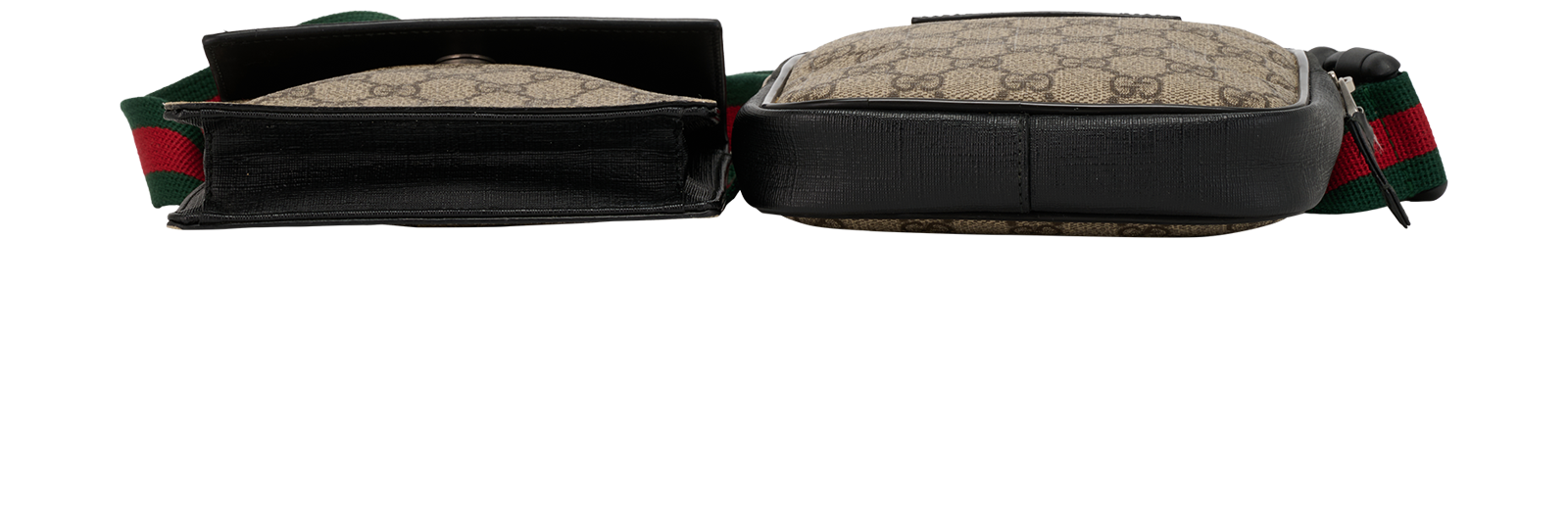 GG Double Belt Bag, &pound;375, Handbags, Beige/Black, Canvas/Leather, Top view